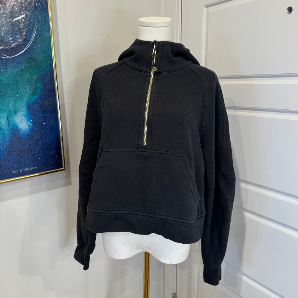 Lululemon Scuba Oversized Half-Zip Hoodie Sweatshirt Black Gold Size M/L LW3IG3S
